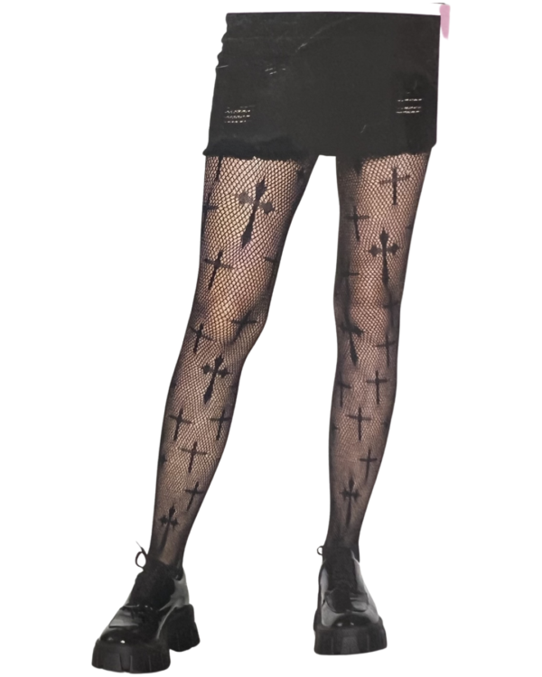 Worship Me Cross Net Tights